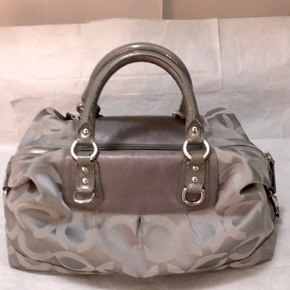 Coach Madison OP ART Sabrina Grey Satchel Handbag 12943 EUC - Picture 11 of 12
